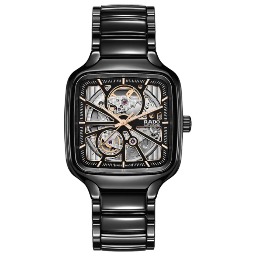 Rado True Square Open Heart 38mm Black Ceramic
